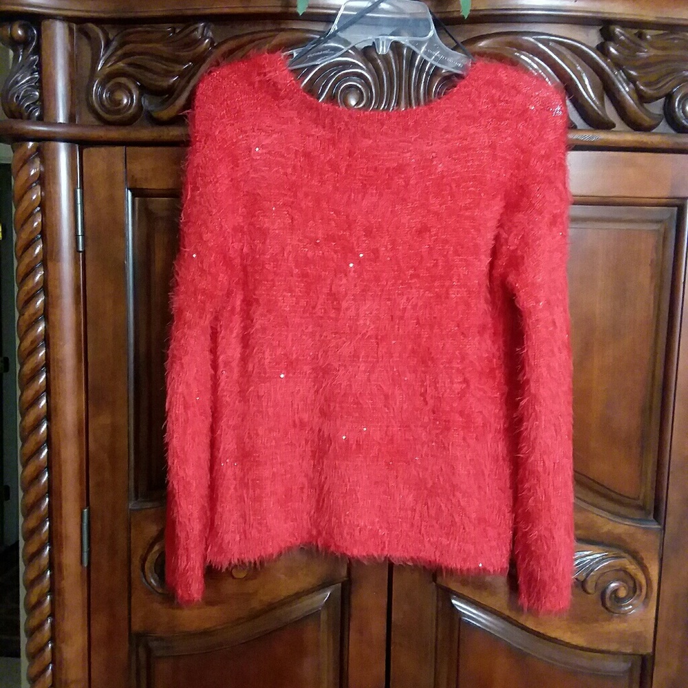 🌷Red fuzzy sweater🌷